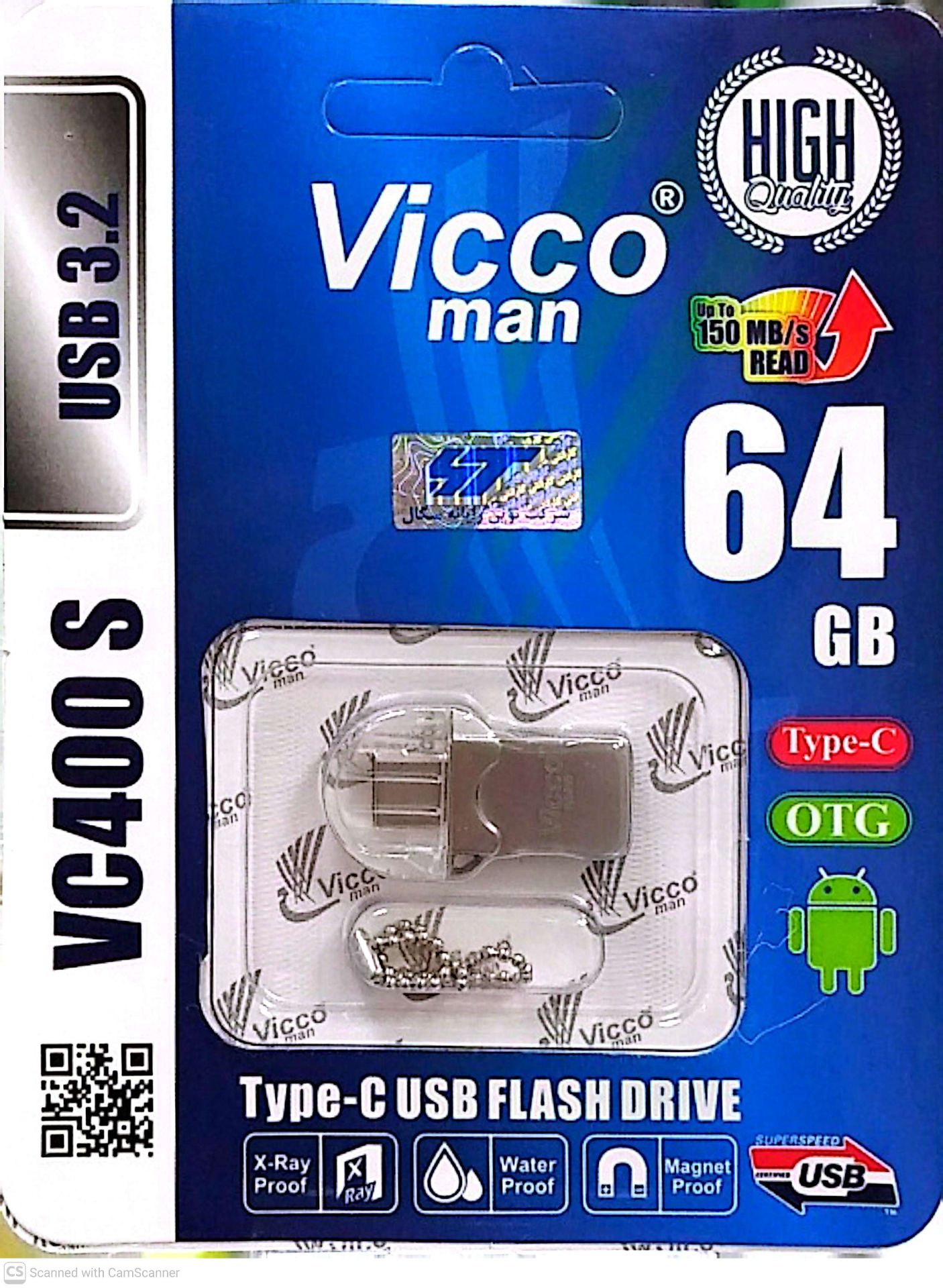 فلش مموری 64 گیگابایت ویکومن مدل VC400s USB3.1 OTG