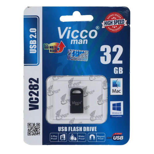 فلش مموری Vicco man مدل VC282 USB2.0 ظرفیت 32GB - مشکی (گارانتی مادامالعمر رایانه نوین سگال)