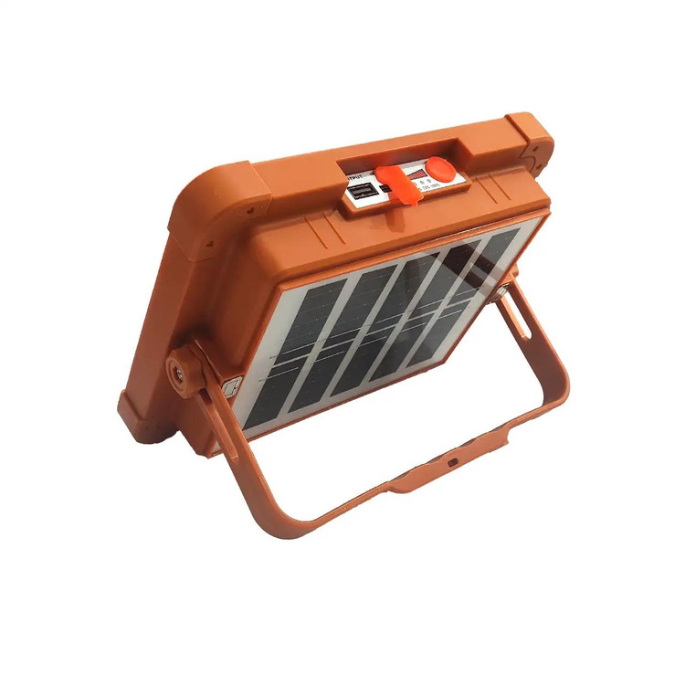 چراغ شارژی کمپینگ پایه دار مدل Solar 1000W (دارای پنل خورشیدی) - نارنجی - KZN