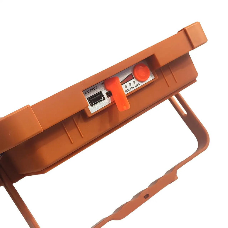 چراغ شارژی کمپینگ پایه دار مدل Solar 1000W (دارای پنل خورشیدی) - نارنجی - KZN